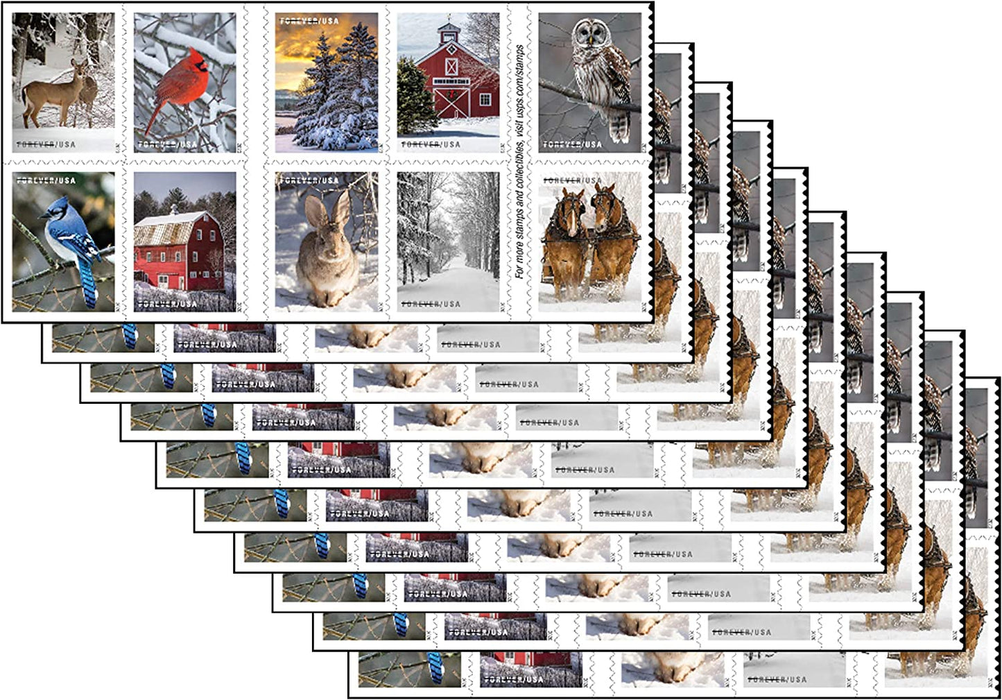 Winter Scenes Forever First Class Postage Stamps