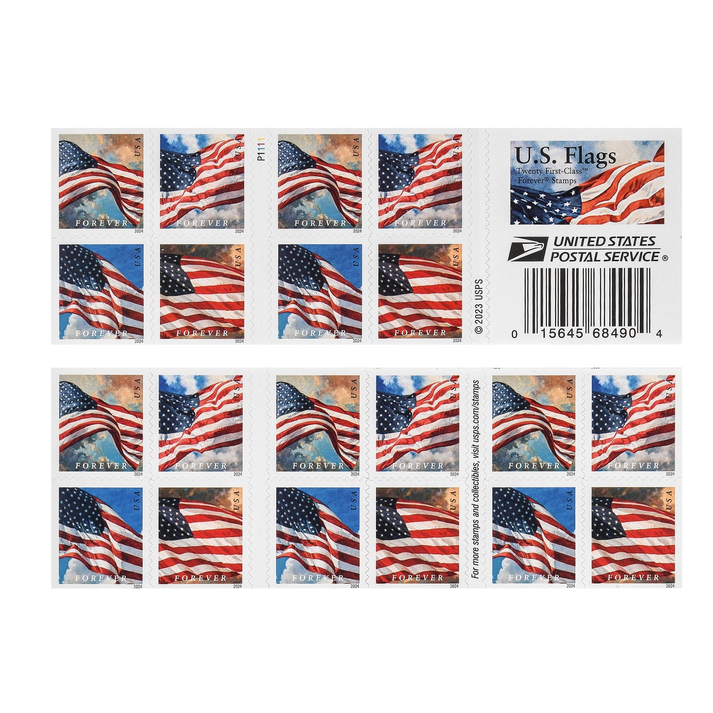 2024 US Flags Booklets / Rolls Forever First Class Postage Stamps