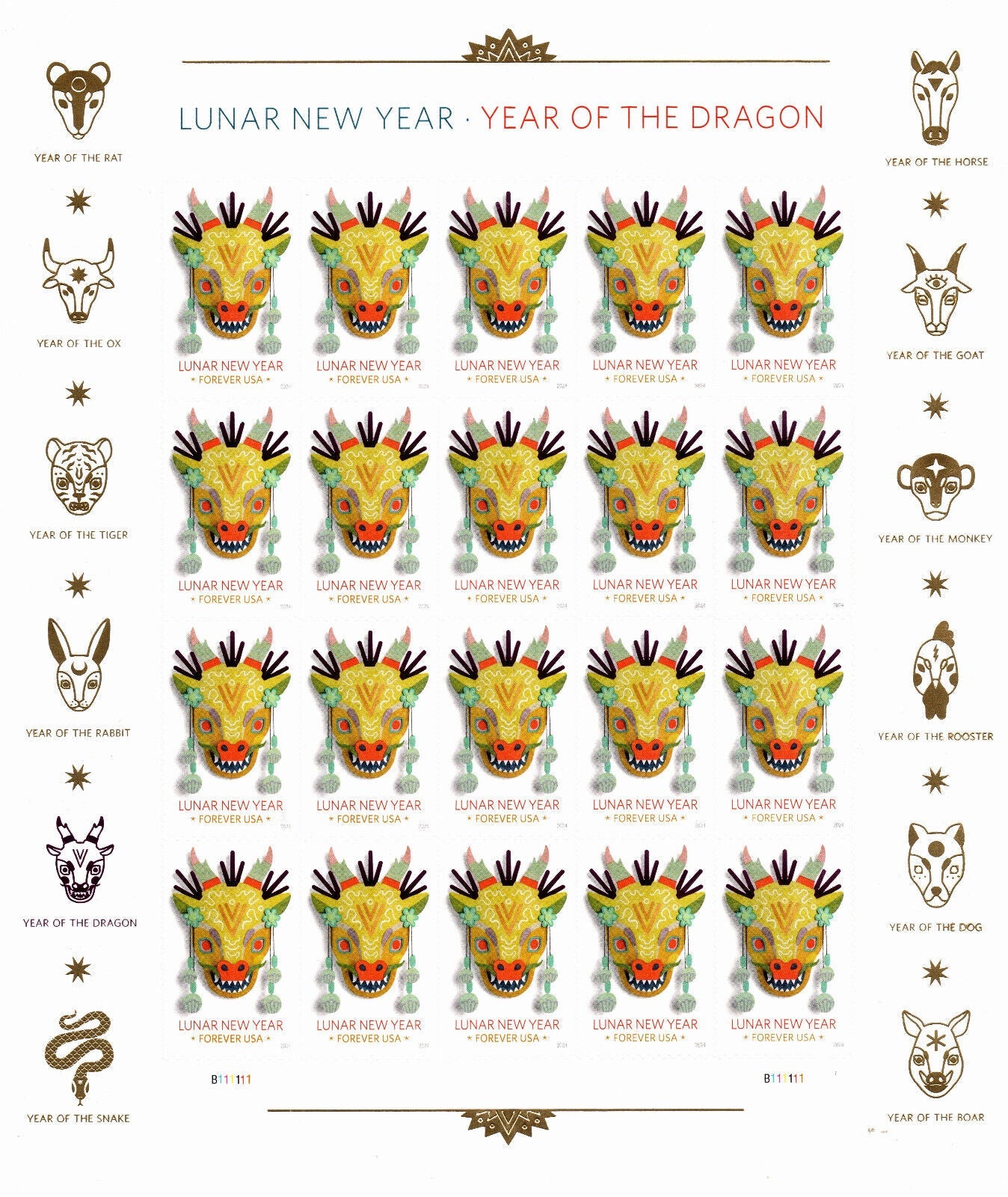 Year of the Dragon Stamp Celebrates Lunar New Year Forever First Class Postage Stamps