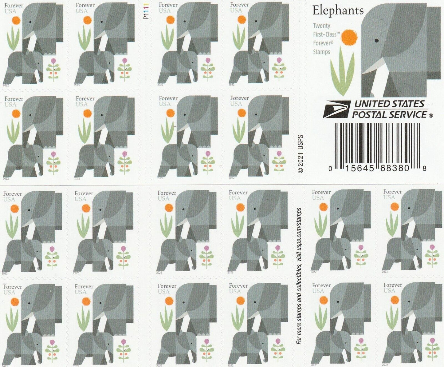 Cartoon Elephants Star Forever First Class Postage Stamps