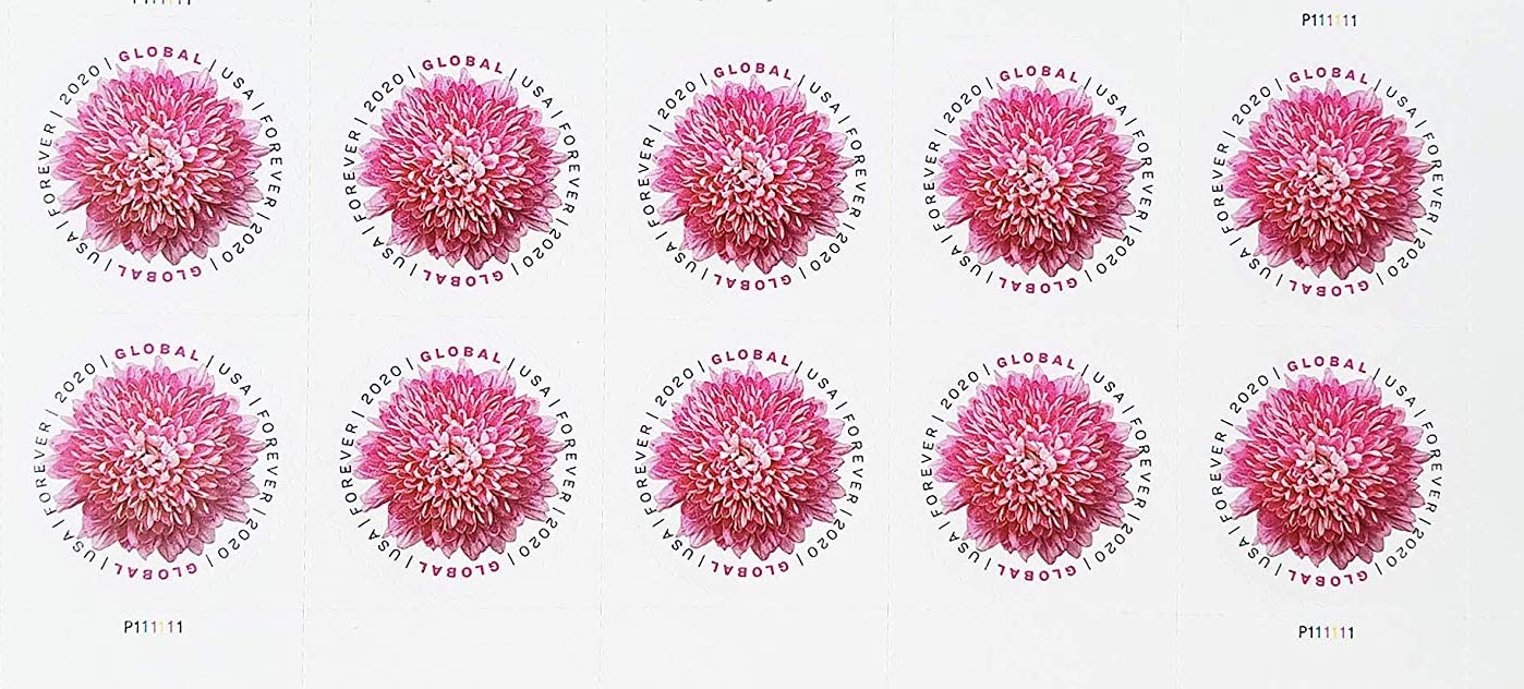 Global Chrysanthemum International First Class Forever US Postage Stamps