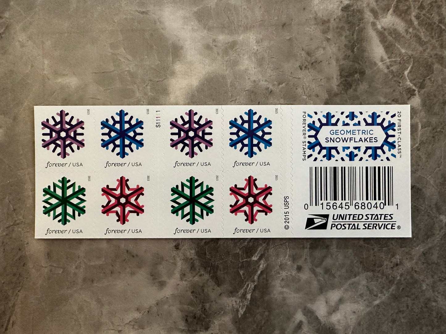 Geometric Snowflakes Forever First Class Postage Stamps