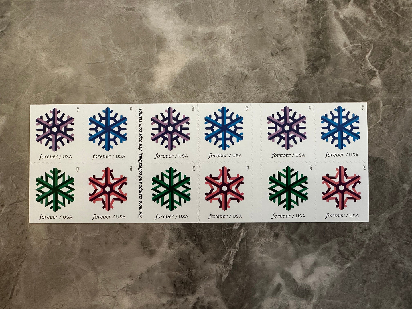 Geometric Snowflakes Forever First Class Postage Stamps