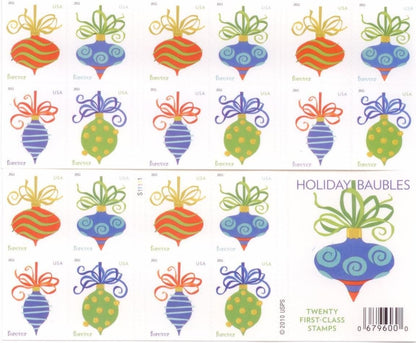 Holiday Baubles Forever First Class Postage Stamps