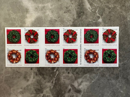 Holiday Wreath Forever First Class Postage Stamps