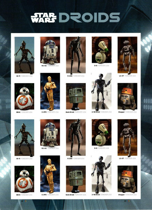 Star Wars Droids Forever First Class Postage Stamps