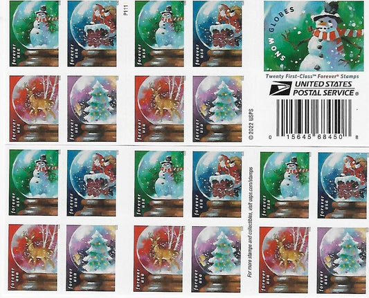 Snow Globes Forever First Class Postage Stamps