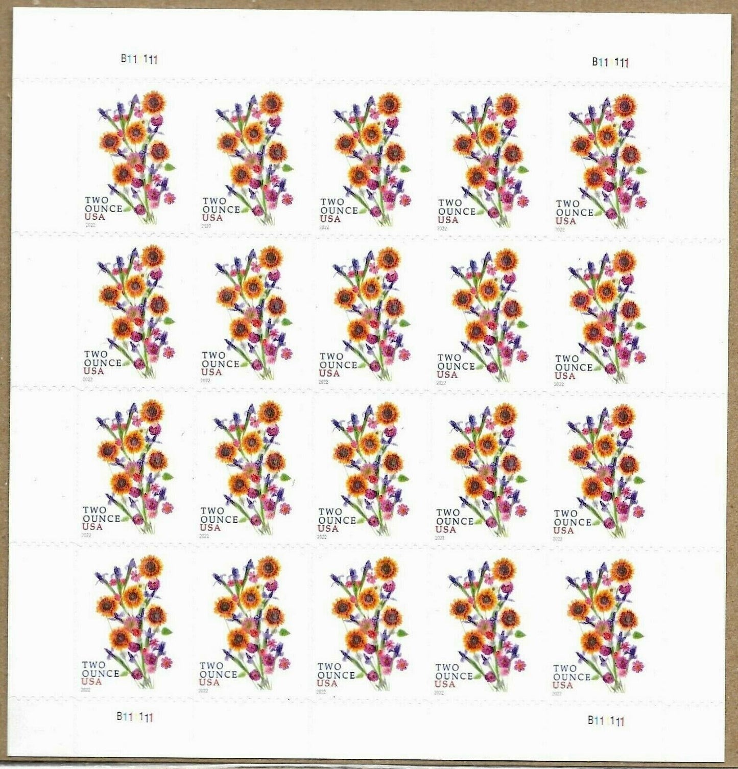 Sunflower Bouquet Two Ounce Forever First Class Postage Stamps