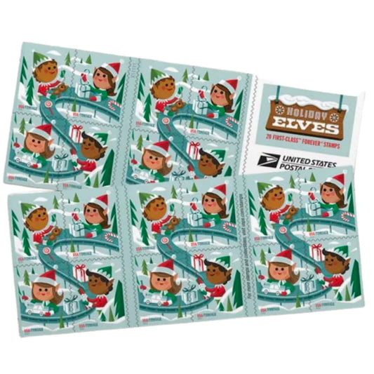 Holiday Elves Forever Postage Stamps